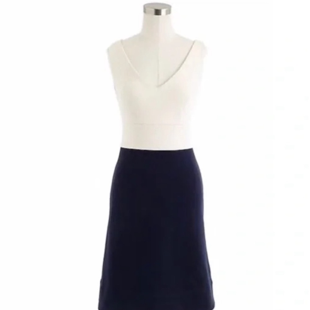 J Crew Colorblock Ponte V Neck, Navy Blue and Cream Size S - Picture 2 of 3